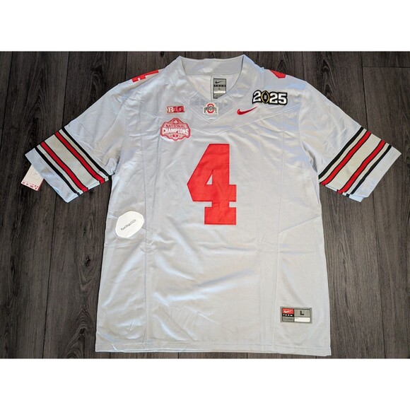 🚨 Jeremiah Smith #4 Ohio State Buckeyes Gray Heritage Jersey Men's Large - Picture 2 of 2